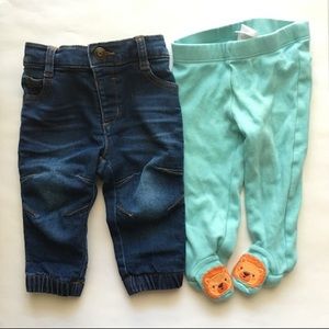 Gymboree unisex pants 6-12 mo jeans & footed lion